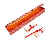 POPETPOP Caja China para Abanicos de Mano 10 Pulgadas Roja, Organizador Plegable de Tela Natural, Soporte Vintage para Obsequio y Almacenamiento, Uso Decorativo y Ceremonial, Adecuado