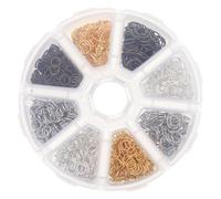 POPETPOP Caja de Accesorios para Bisutería DIY 1200 Piezas de Anillos de Salto Abiertos Surtidos, 8 Compartimentos para Organización, Adecuado para Fabricación y Reparación Color