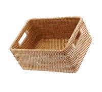 POPETPOP Caja de Almacenamiento Estilo Nórdico y Japonés de Ratán Trenzado con Asas Incorporadas , Textura Natural y Transpirable , Adecuado para Cocina y Baño