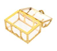 POPETPOP Caja de Baratijas Vintage Pequeña Transparente Dorada para Dulces y Postres, Cofre Multifuncional para Fiestas, Cumpleaños y Decoración de Eventos, Joyero Compacto para Regalos