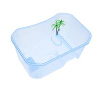 POPETPOP Caja De Cría De Tortugas Miniatura Acuario Reptil Transparente con Plataforma y Ventilación para Mascotas Terrestres y Acuáticas