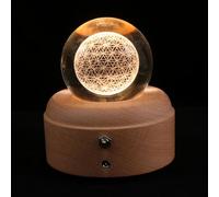 POPETPOP Caja de Música Bola de Cristal LED Delicada y Base de Madera Pequeña Luz Nocturna Decorativa Música Romántica Adecuado para Decoración de Escritorio y Obsequio Especial