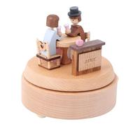 POPETPOP Caja de Música Mecánica de Madera Sostenible Vintage, Diseño Retro Decorativo Melodía Historia de Amor, Tamaño Compacto para Escritorio, Obsequio Adecuado para Cumpleaños y San