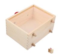 POPETPOP Caja de Regalo de Madera de Pino con Asa y Tapa Transparente Deslizante Caja de Almacenamiento Visible para Obsequios Pequeña y Elegante
