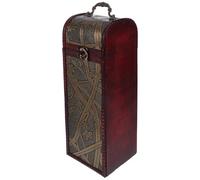 POPETPOP Caja de Vino Retro de Madera Maciza para 1 Botella Estuche Portátil para Vino Tinto Exhibidor y Contenedor Seguro para Bodas y Viajes Caja Vintage para Embalaje y