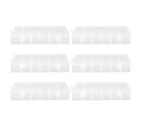 POPETPOP Caja Organizadora de Plástico Transparente con Divisores Extraíbles 18 Compartimentos Set de 6 Unidades Organizador Compacto para Cuentas Componentes Pequeños y Aparejos de
