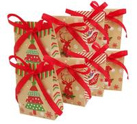 POPETPOP Cajas de Obsequio Navideñas de Papel Kraft Mini Tamaño 24 Unidades para Dulces y Fiestas Bolsas para Golosinas y Merienda Embalaje Festivo para Navidad