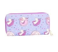 POPETPOP Cartera Compartimentos para Organizar Tarjetas y Objetos Pequeños Larga Cremallera para Mujer y Niñas de Unicornio de PU Adecuado para Uso Diario y Compras