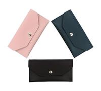 POPETPOP Cartera Tipo PU para Mujer y Hombre Monedero Pequeño 3 Piezas Azul Oscuro Negro Rosa Organizador de Dinero y Tarjetas Estuche Flexible para Viaje y Uso Diario