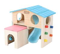 POPETPOP Casa De Juguete para Hámster Pequeña De Madera Tobogán y Escalera para Trepar Juguete De Madera Casa para Hámster Campana para Caja