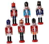 POPETPOP Cascanueces de Madera Pequeño 13 CM Juego de 6 Figuras de Soldado para Decoración Navideña de Escritorio y Adornos del Hogar Muñeco Cascanueces Tradicional para Navidad