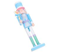 POPETPOP Cascanueces de Soldado de Madera Tradicional de 38 CM en Color Azul Claro Figura Decorativa Navideña para Mesa y Escritorio Adorno Festivo para Repisas y Ventanas