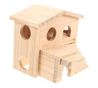 POPETPOP Castillo para Hámster Caseta de Madera para Mascotas Pequeñas Plataforma Doble para Chinchilla Juguete de Nido para Hámster y Ratas