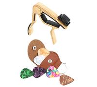 POPETPOP Cejilla De Guitarra Portátil De Madera Clara 1 Unidad Juego De 6 Púas De Guitarra y 1 Porta Púas Acústica y Ukelele Ajuste Rápido De Tono