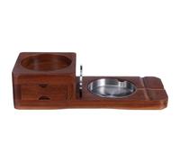 POPETPOP Cenicero de Madera Portátil y Elegante con Soporte para Cigarros y Cajón Integrado Bandeja para Vaso de Whisky para Reuniones y Fiestas