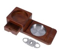 POPETPOP Cenicero de Madera y Diseño Portátil con Soporte Tallado para Cigarros y Bandeja para Vaso de Whisky, con Cajón Integrado para Sesiones Privadas y Entretenimiento
