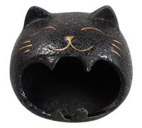 POPETPOP Cenicero Grande de Cerámica Forma de Gato Negro, Decoración para Hogar, Oficina y Patio, Diseño Creativo, Alta Capacidad para Cenizas, Accesorio Funcional y Decorativo