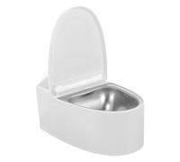 POPETPOP Cenicero para Baño Montado en Pared Tapa, Acero Inoxidable y Plástico, Diseño Original en Forma de Inodoro, Cenicero Doméstico a Prueba de Viento para Uso Interior, Ahorro