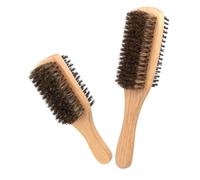 POPETPOP Cepillo de Pelo para Hombre Cerdas de Jabalí y Diseño Doble Cara, Cepillo para Cabello Fino y Barba, 2 Piezas para Alisar y Limpiar Eficazmente