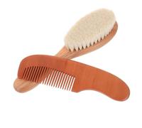 POPETPOP Cepillo y Peine para Recién Nacido Madera Ergonómica y Cerdas de Lana Suaves Cuidado Delicado del Cabello Ligero y Portátil para Higiene Diaria Regalo para Shower