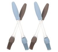 POPETPOP Cepillos para Barbacoa de Silicona Resistentes al Calor 4 Piezas Mango Antideslizante Incluye 2 Azules y 2 Grises Cepillos para Untar Aceite y Salsas en Cocina y Repostería