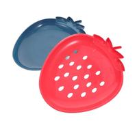POPETPOP Cesta Coladora de Frutas y Verduras de Plástico de Doble Capa Azul y Rojo Diseño Práctico para Drenar Agua y Organizar en Cocina y Servir Snacks Reutilizable