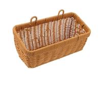 POPETPOP Cesta de Almacenamiento de Pared de Ratán Sintético Grande con Asas Dobles Cesta Colgante Tejida a Mano para Frutas y Verduras Organizador Montado para Cocina y Dormitorio para