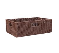 POPETPOP Cesta de Almacenamiento Tejida a Mano Marrón Asa para Lavandería y Decoración del Hogar Diseño Artesanal Apilable