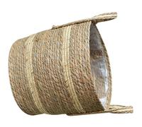 POPETPOP Cesta Tejida de Paja para Almacenamiento y Arreglo Floral, Tamaño Mediano 30x26 Cm, Cesta Portátil con Asa para Hogar y Decoración Rústica Vintage