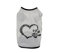 POPETPOP Chaleco para Perros con Patrón De Huella De Corazón Cómodo y Ligero para y Verano Talla Adecuado para Pequeñas Mascotas Actividades Al Aire y Ocasiones Especiales