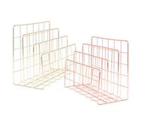 POPETPOP Clasificador de Archivos Metálico de Escritorio 3 Ranuras 2 Unidades Oro y Rosa Organizador para Cartas Revistas y Papeles Soporte para Oficina y Hogar Archivador Compacto