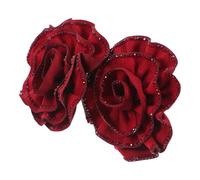POPETPOP Clips para Zapatos Forma de Rosa Roja, Adornos de Tela Resistentes para Tacones Altos, Accesorios Decorativos para Novia y Fiesta, 1 Par Decorativos para Calzado Elegante