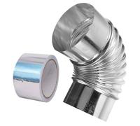POPETPOP Codo de Acero Inoxidable, Accesorio de Extensión para Chimenea, Color Plata, para Estufa de Leña, Chimenea Doméstica y Estufa de Camping