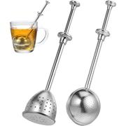 POPETPOP Colador de Té de Acero Inoxidable 304, 2 Piezas, Infusor de Té de Bola Mango Largo, Fácil de Limpiar y Uso Versátil para Infusión de Hojas Sueltas