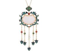 POPETPOP Collar Colgante de Candado de Jade en Aleación Delicado y Llamativo para Mujeres, Estilo Retro Chino Adecuado para Fiestas Temáticas y Viajes