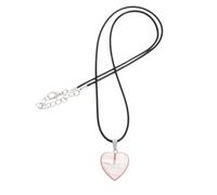 POPETPOP Collar Colgante de Corazón 20 MM de Cristal Natural Gargantilla Cuerda de Poliuretano Roja Sandía Collar Minimalista Elegante para Mujer Uso Diario y San Valentín