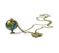 POPETPOP Collar Colgante de Globo Terráqueo y Telescopio Vintage de Bronce Antiguo, Cadena Larga de Suéter, Accesorios de Joyería para Mujer, Obsequio Adecuado para Ocasiones Obsequios