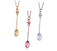 POPETPOP Collar Colgante de Tiara y Cuchara 3 Piezas para Mujer, Cadena Ligera de Aleación Diseño Exquisito para Boda y Aniversario