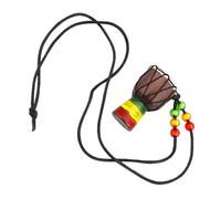 POPETPOP Collar Colgante Djembé Africano Mini de Madera y Piel de Cabra para Amantes Música en Fiestas y Festivales, Cordón de Nailon Suave, Diseño Artesanal, Tamaño Pequeño