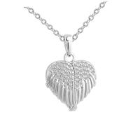 POPETPOP Collar de Clavícula para Mujer Colgante Marco para Fotos Forma de Corazón Colgante Bisagra Color Acero Inoxidable Cadena Duradera para Ocasiones Obsequios