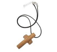 POPETPOP Collar de Cruz de Madera Tallada Colgante Religioso para Mujer y Hombre Accesorio Espiritual Ajustable Joyería Cristiana Artesanal para Uso Diario y Obsequio de Pascua