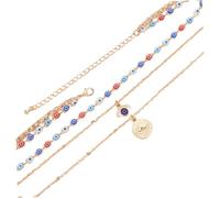 POPETPOP Collar de Mal de Ojo para Mujer Multicapa, Cadena de Cuello Dorada, Joyas de Acero Inoxidable, Estilo Moderno, Uso Diario y Fiesta, Tamaño Ajustable, Diseño Llamativo