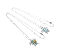 POPETPOP Collar de Tortuga Marina Bicolor 2 Piezas en Aleación Dorada y Plateada Collares Colgante de Tortuga Joyería para Mujer y Niña Accesorios para Ocasiones Obsequios