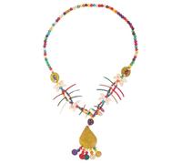 POPETPOP Collar Largo De Cuentas y Concha Natural, Estilo Bohemio Étnico, Mediana Tamaño, Material De Algodón y Lino, Para Mujer, Playa y Fiestas, Diseño Antialérgico En Color Amarillo