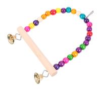 POPETPOP Columpio para Loros Pequeño de Madera Natural, Puesto de Juego Colorido Varillas para Afilar Garras, Accesorio para Jaulas de Pájaros, Juguete para Pájaros y Mascotas, Adecuado