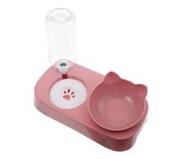 POPETPOP Comedero Automático para Mascotas de 500ml en PP Resistente a Mordeduras, Comedero y Bebedero Elevado Rosa para Gatos y Perros, Adecuado para Alimentación Simultánea