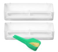 POPETPOP Comedero Cuchara Verde Doble Compartimento Jaula para en Pájaros con de Plástico y Fácil Instalación y Fijación Estable para Alimentación de Aves