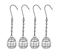 POPETPOP Comedero De Pájaros En Forma De Bola (4 Unidades): Comedero De Metal Resistente para Exteriores, Contenedor Colgante De Comida con Forma De Bola De Sebo, Decoración para Jardín Y
