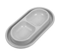 POPETPOP Comedero Doble para Mascotas Pequeñas, Cuencos de Plástico Gris Resistente, Uso Exterior Antihormigas, Adecuado para Perros y Gatos