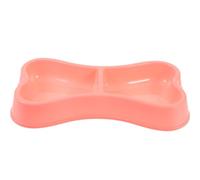 POPETPOP Comedero para Gatos y Perros Doble de Plástico PP Diseño Hueso, Tazón para Mascotas Interior en Color Rosa, Resistente a Mordeduras y Fácil de Limpiar para Alimentación Diaria